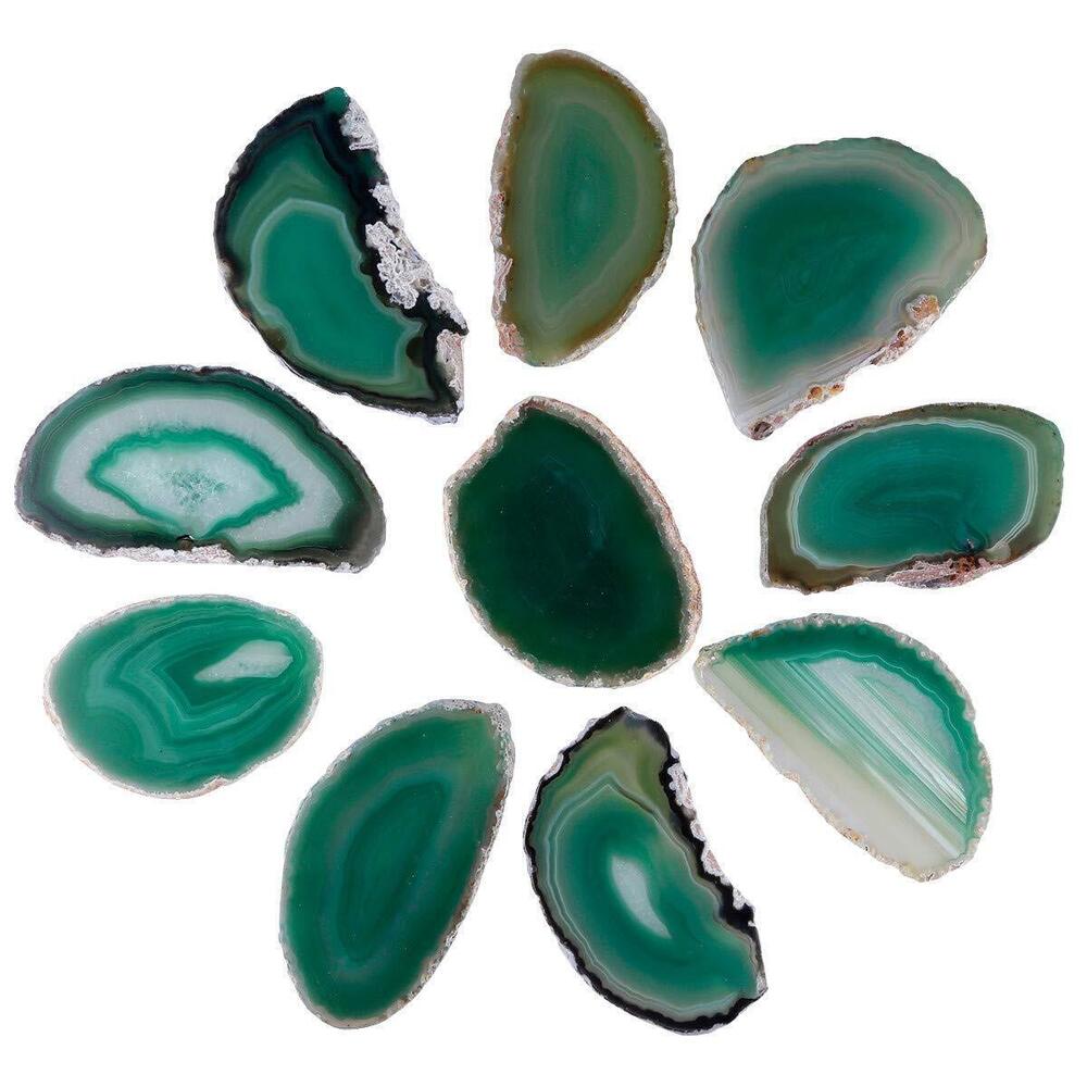 5578 Pack of 10 Agate Geode Slices Polished Irregular Healing Crystal Stone
